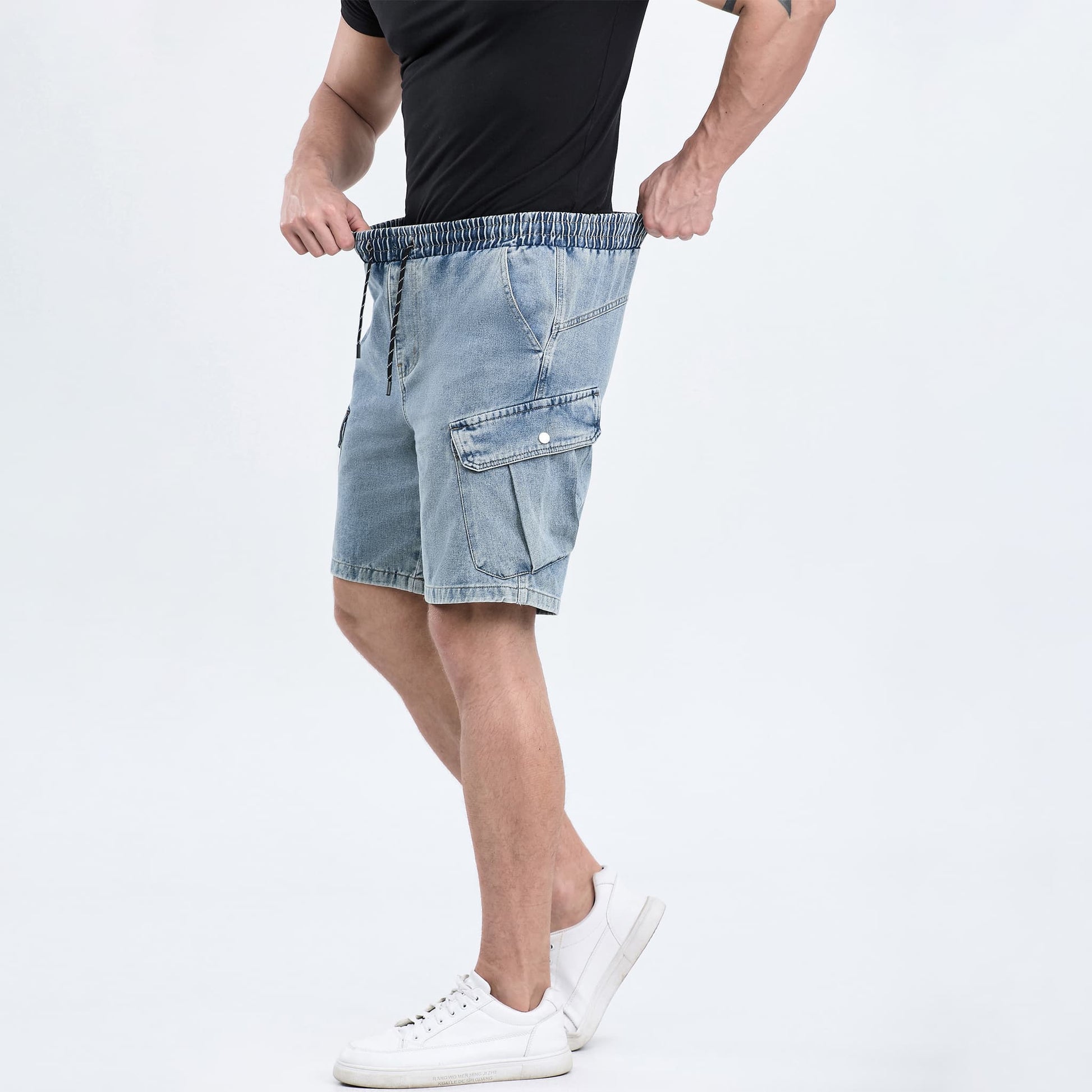 denim shorts for men drawstring waist