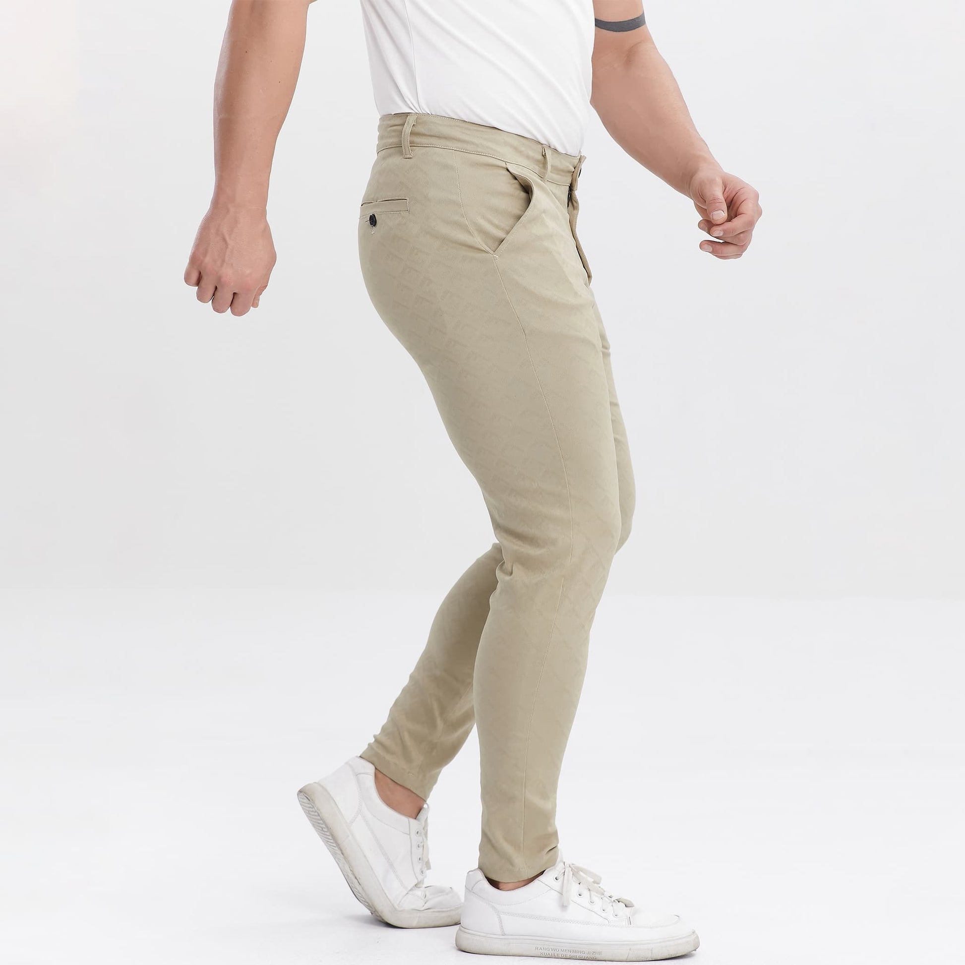 khaki slim fit designer pants for men stretchy