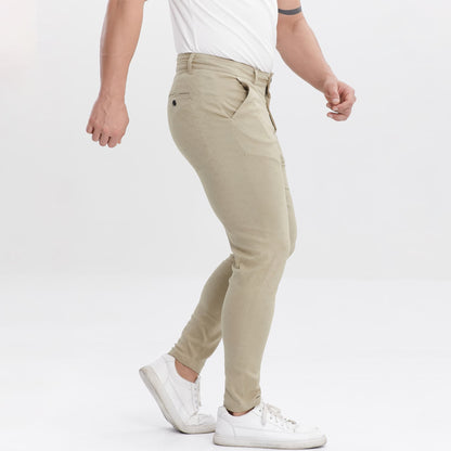 khaki slim fit designer pants for men stretchy