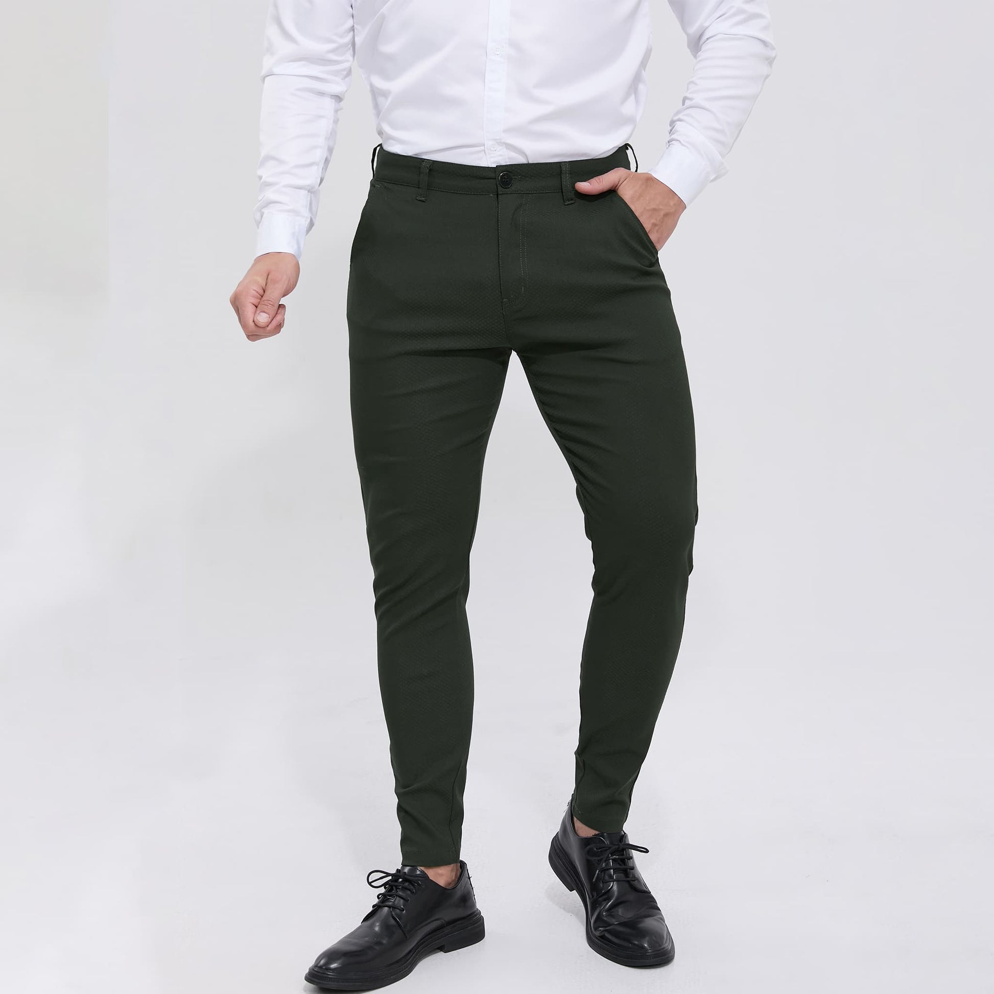 Mens Chinos Slim Fit Stretch Flat-Front Dark Green Skinny Dress Pants ALLELMS Mens Chinos Slim Fit Stretch Flat-Front Dark Green Skinny Dress Pants ALLELMS