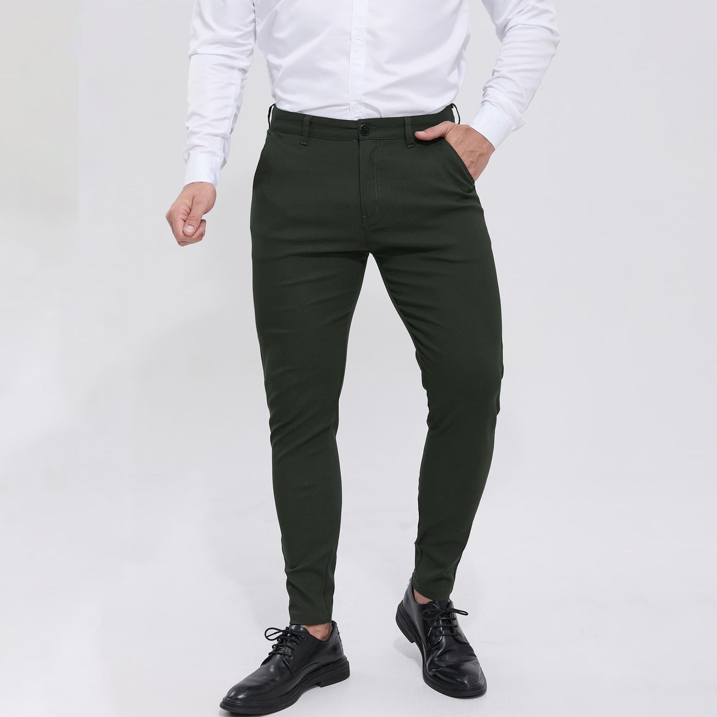dark green slim fit dress joggers men stretchy