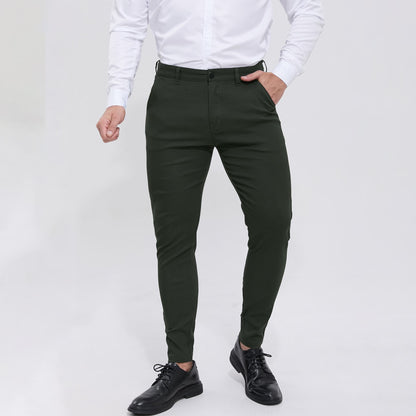 dark green slim fit dress joggers men stretchy