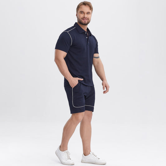 navy blue golf polo outfit men 