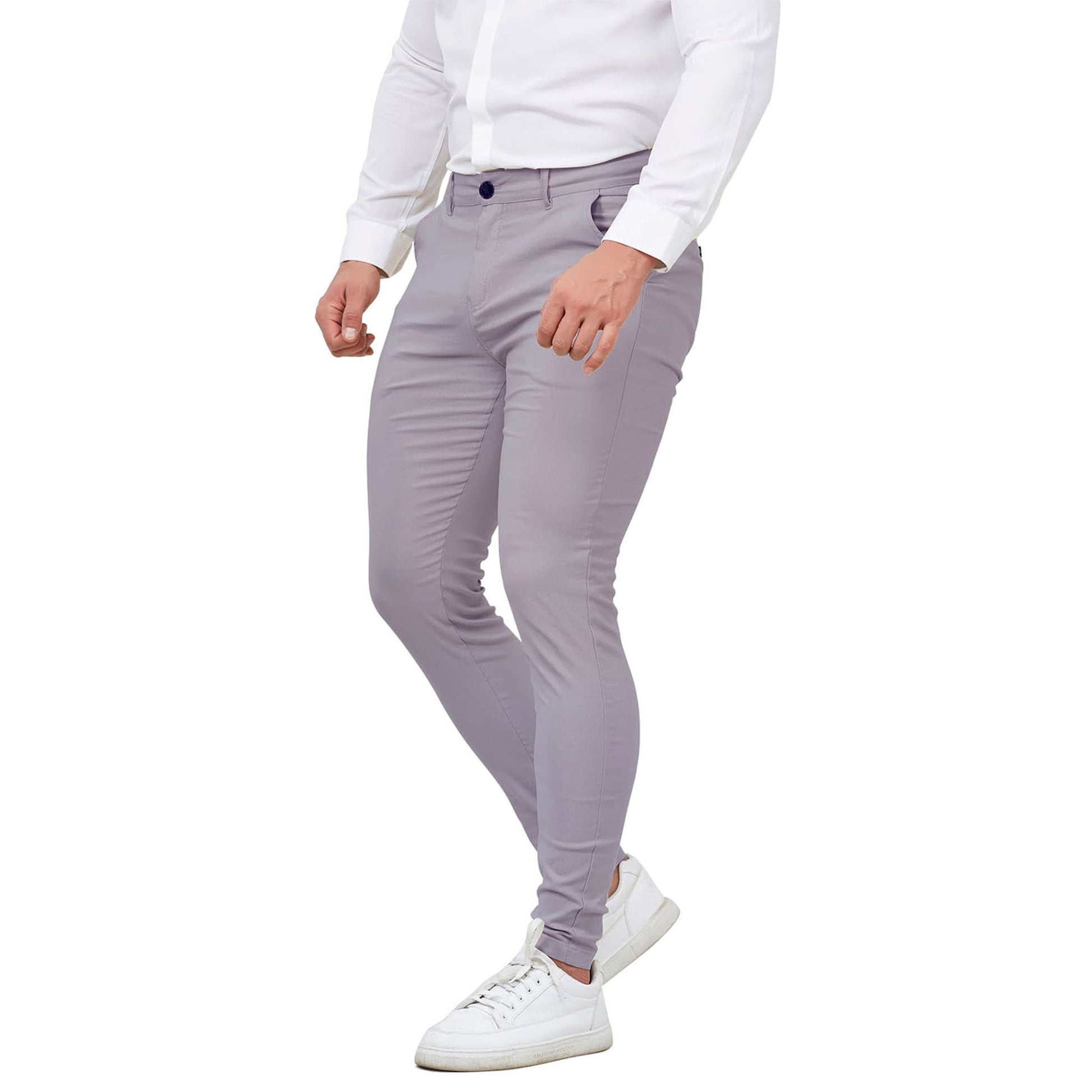 gray blue slim pants for men stretchy