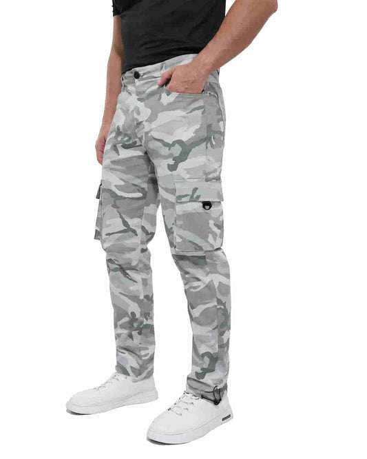 ALLELMS Mens Straight-Fit Stretch Black Cargo Pant with Multi Pockets