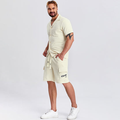 button down white hawaii outfits for men drawstring shorts