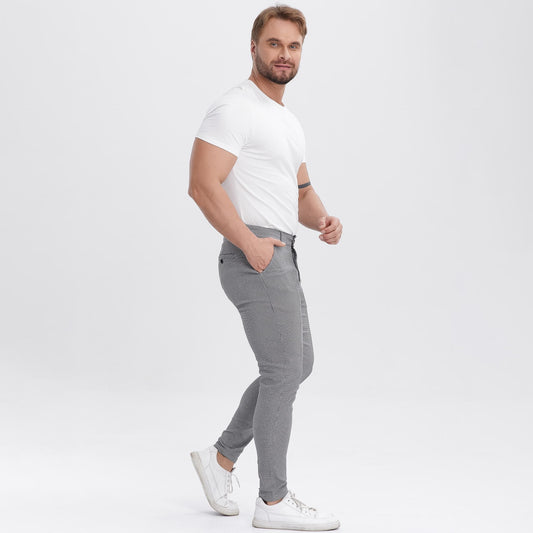 grey slim fit houndstooth pants men stretchy