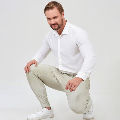 khaki mens slacks slim fit stretchy