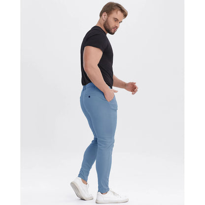Men's Slim Fit Stretch Chinos - Light Blue Business Casual Pants