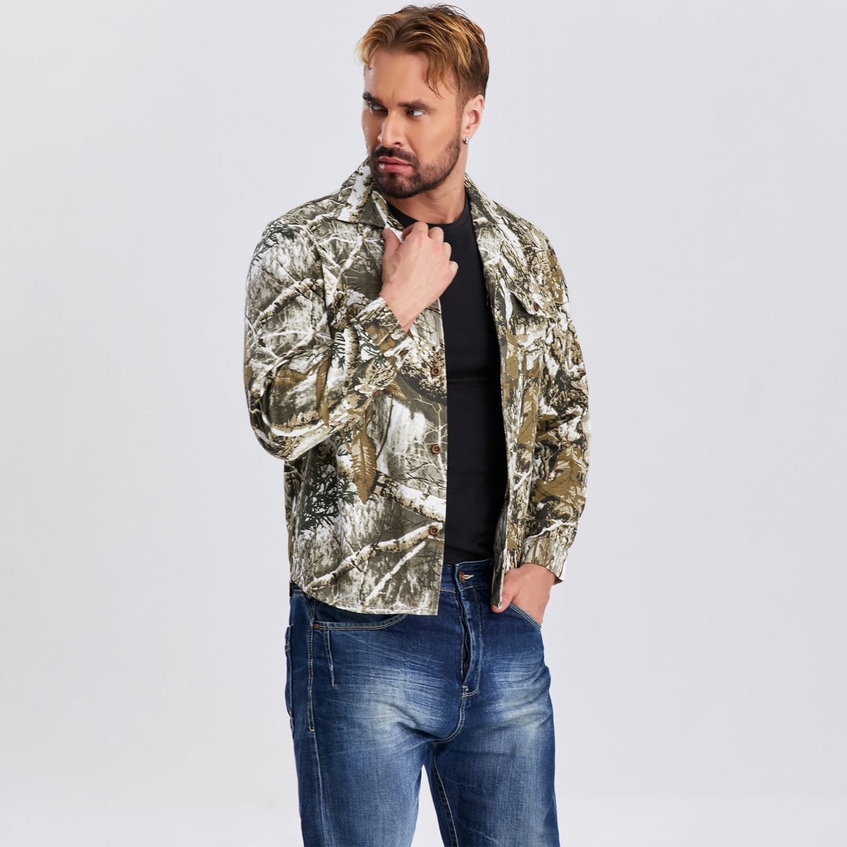 long sleeve camo shirts for men button down