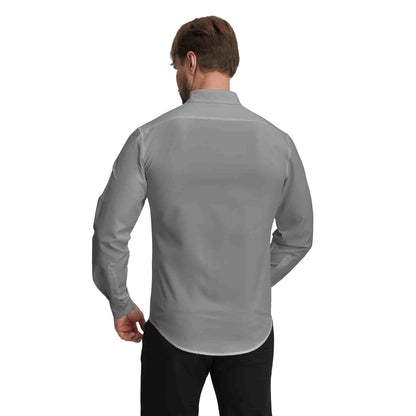 Men's Long Sleeve Dress Shirts Slim Fit Inner Contrast Business Casual Button Down Dark GreyShirt