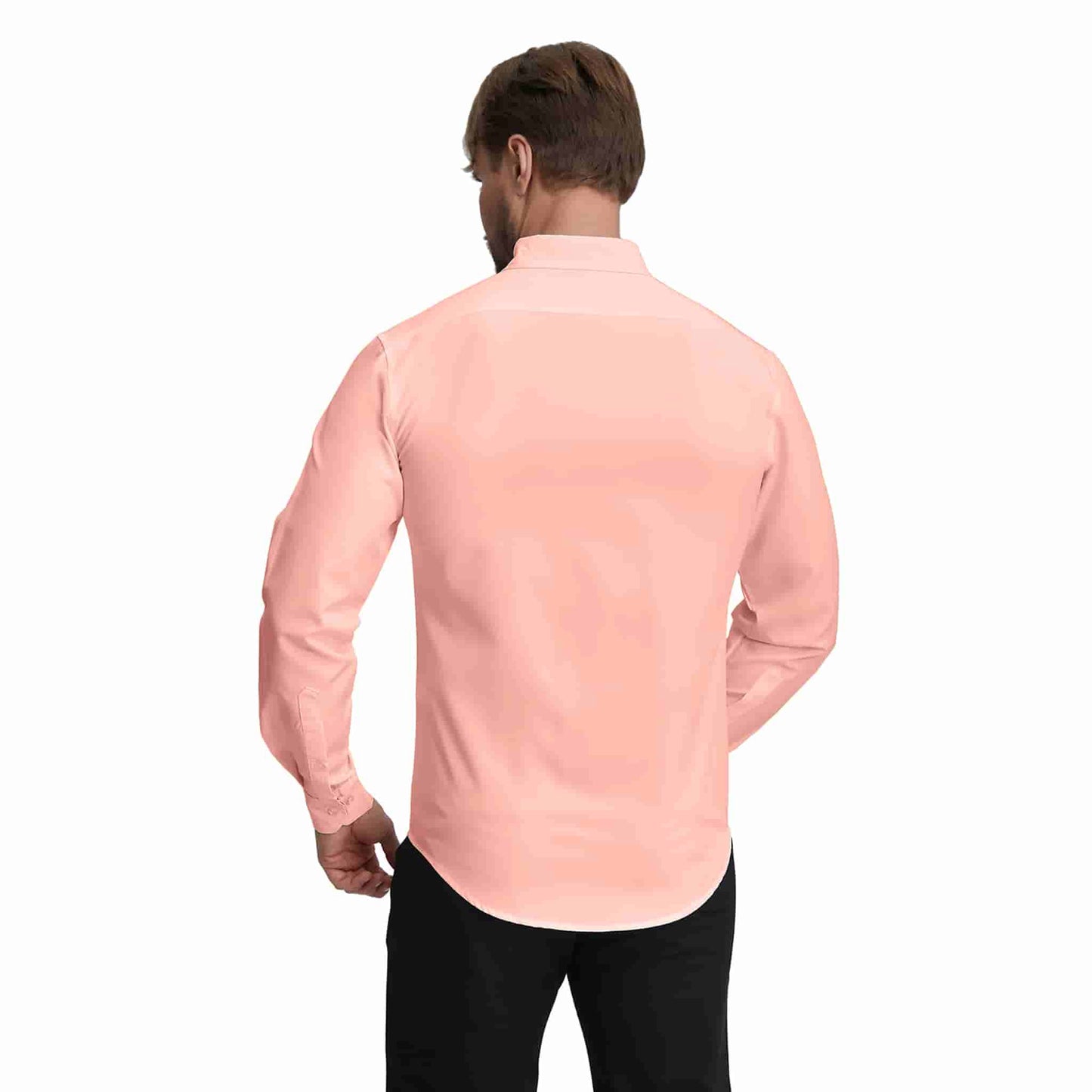 Men's Long Sleeve Dress Shirts Slim Fit Inner Contrast Business Casual Button Down Pink Shirt