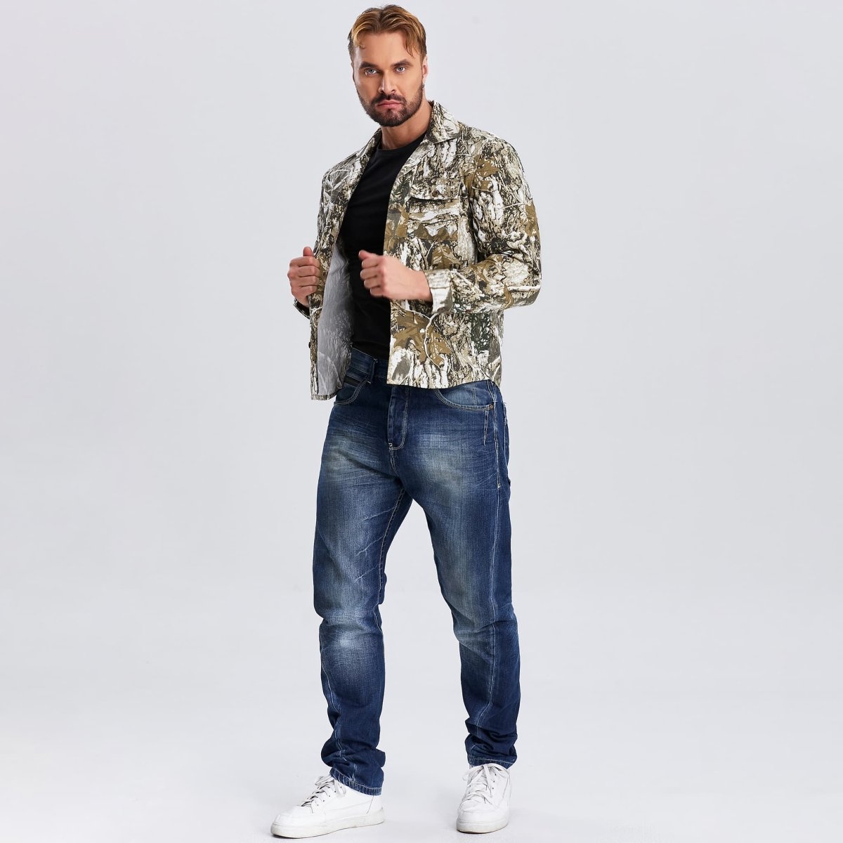 men camo shirt long sleeve button down