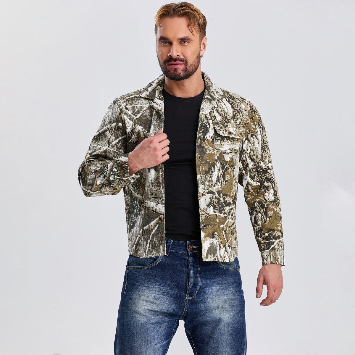 men camouflage shirts long sleeve slim fit
