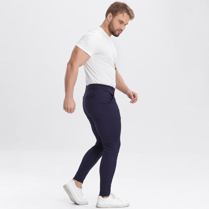 navy blue men dress pants slim fit stretchy