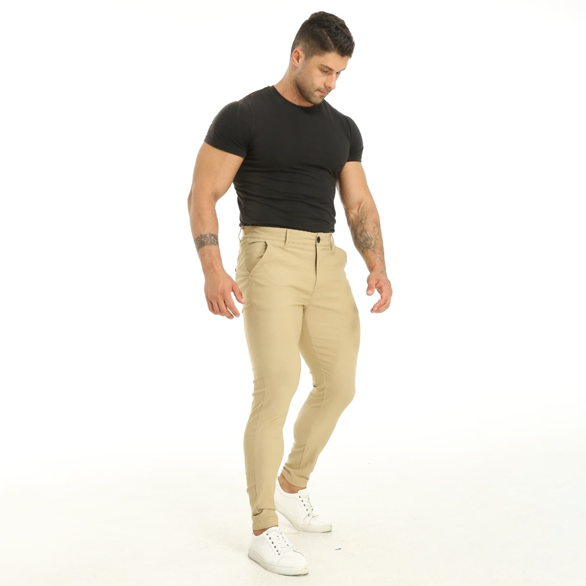 men khaki golf pants slim fit stretchy