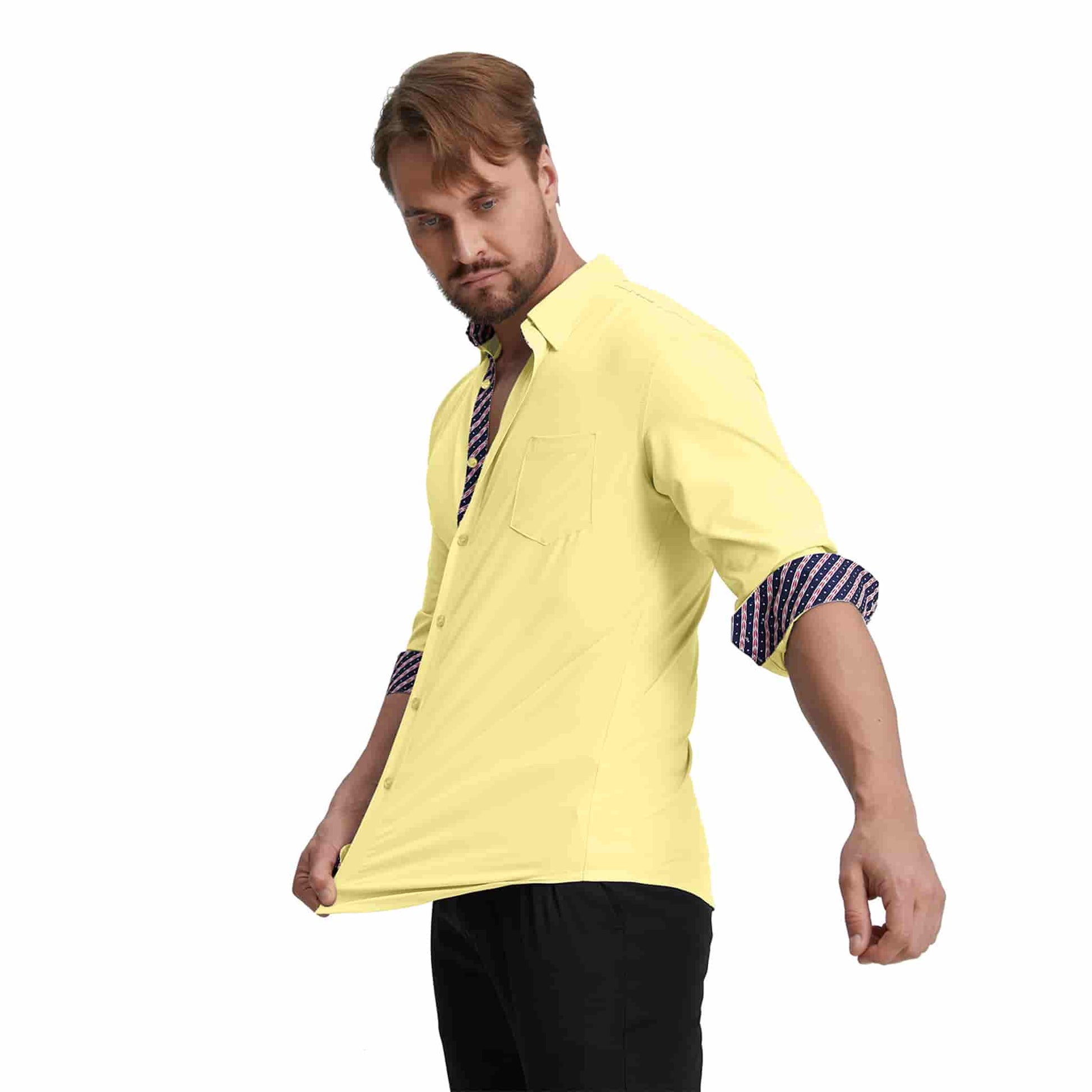 Men's Long Sleeve Dress Shirts Slim Fit Inner Contrast Business Casual ALLELMS Men's Long Sleeve Dress Shirts Slim Fit Inner Contrast Business Casual ALLELMS