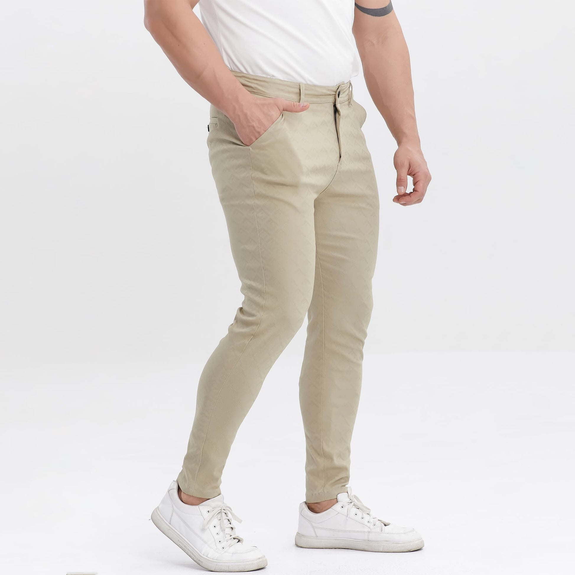 khaki men's business casual pants slim fit stretchy