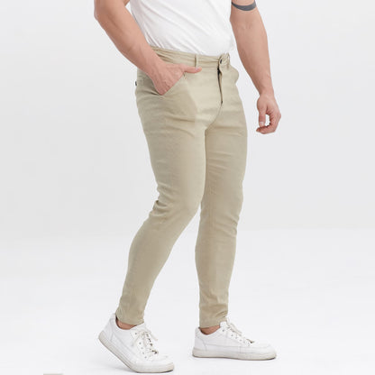 khaki men's business casual pants slim fit stretchy