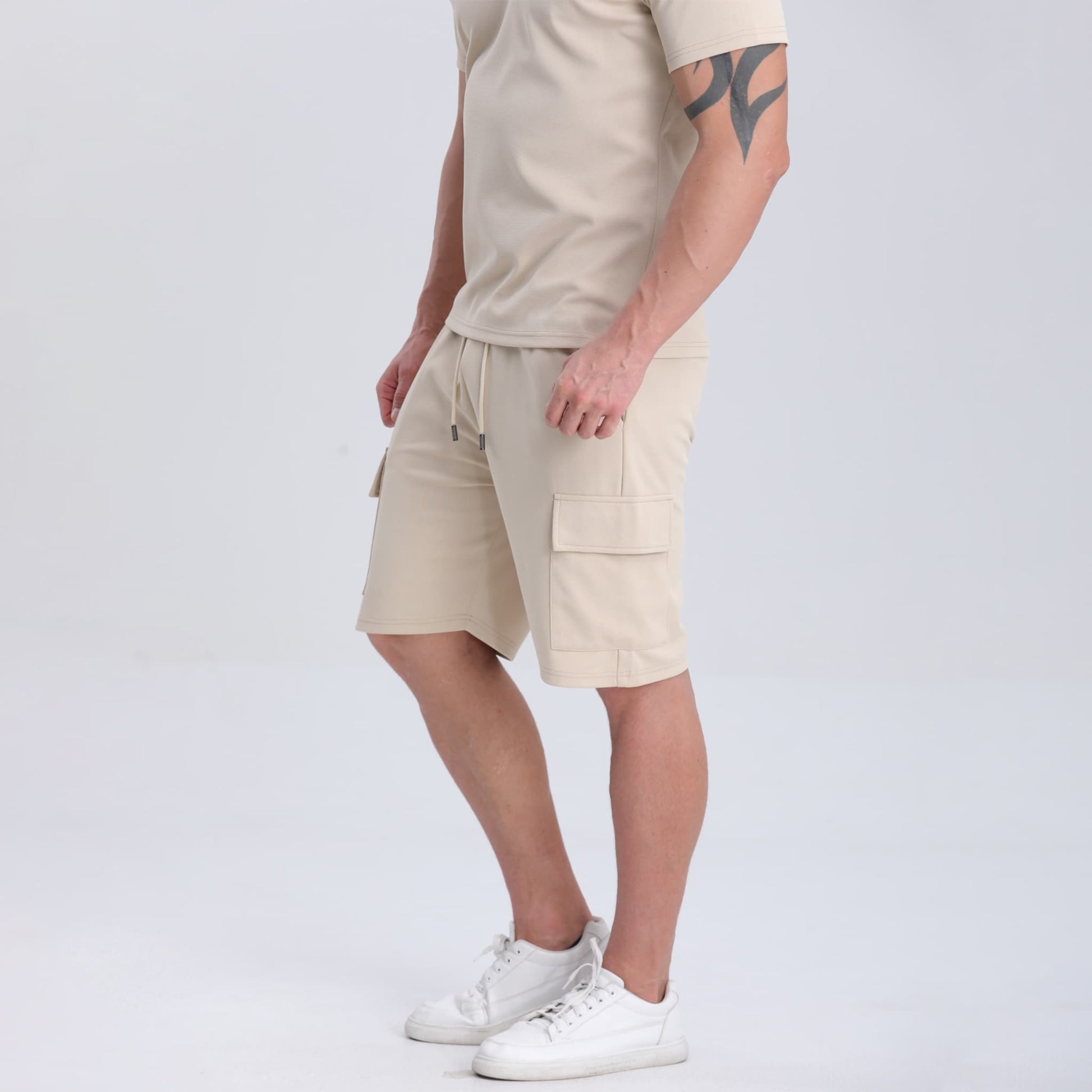 men's cargo khaki shorts drawstring