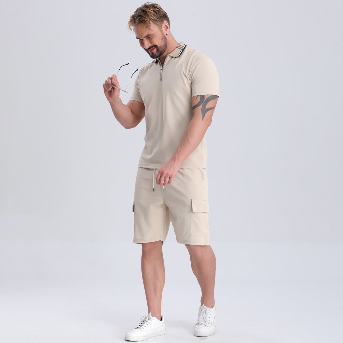 men's casual khaki shorts drawstring