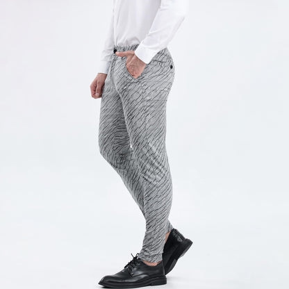 grey pattern slim fit men's dress slacks stretchy