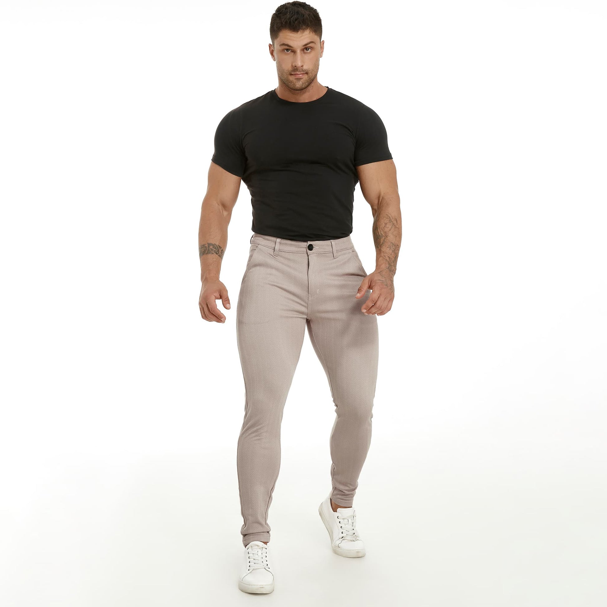 men's pleated pants slim fit stretchy