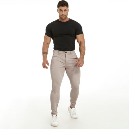 men's pleated pants slim fit stretchy