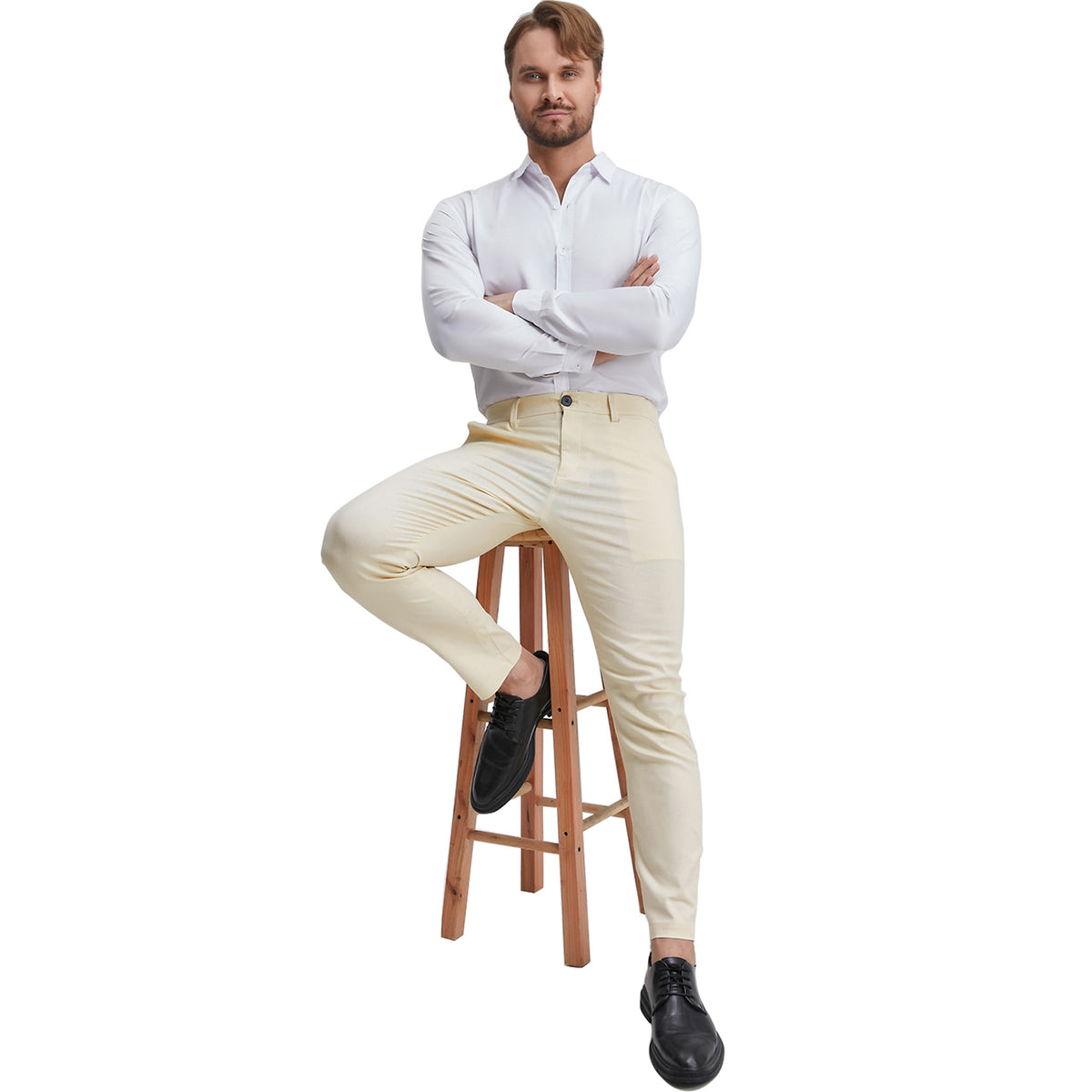 men's regular fit beige dress pants