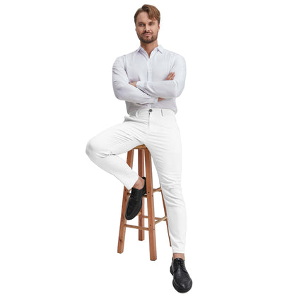 men's regular fit white dress pants
