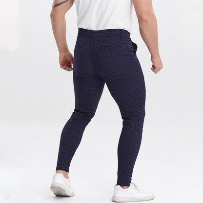 navy blue men's slim fit dress pants stretchy