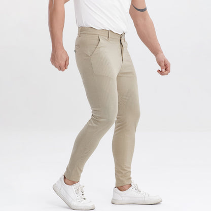 khaki slim fit stretchy men's trousers