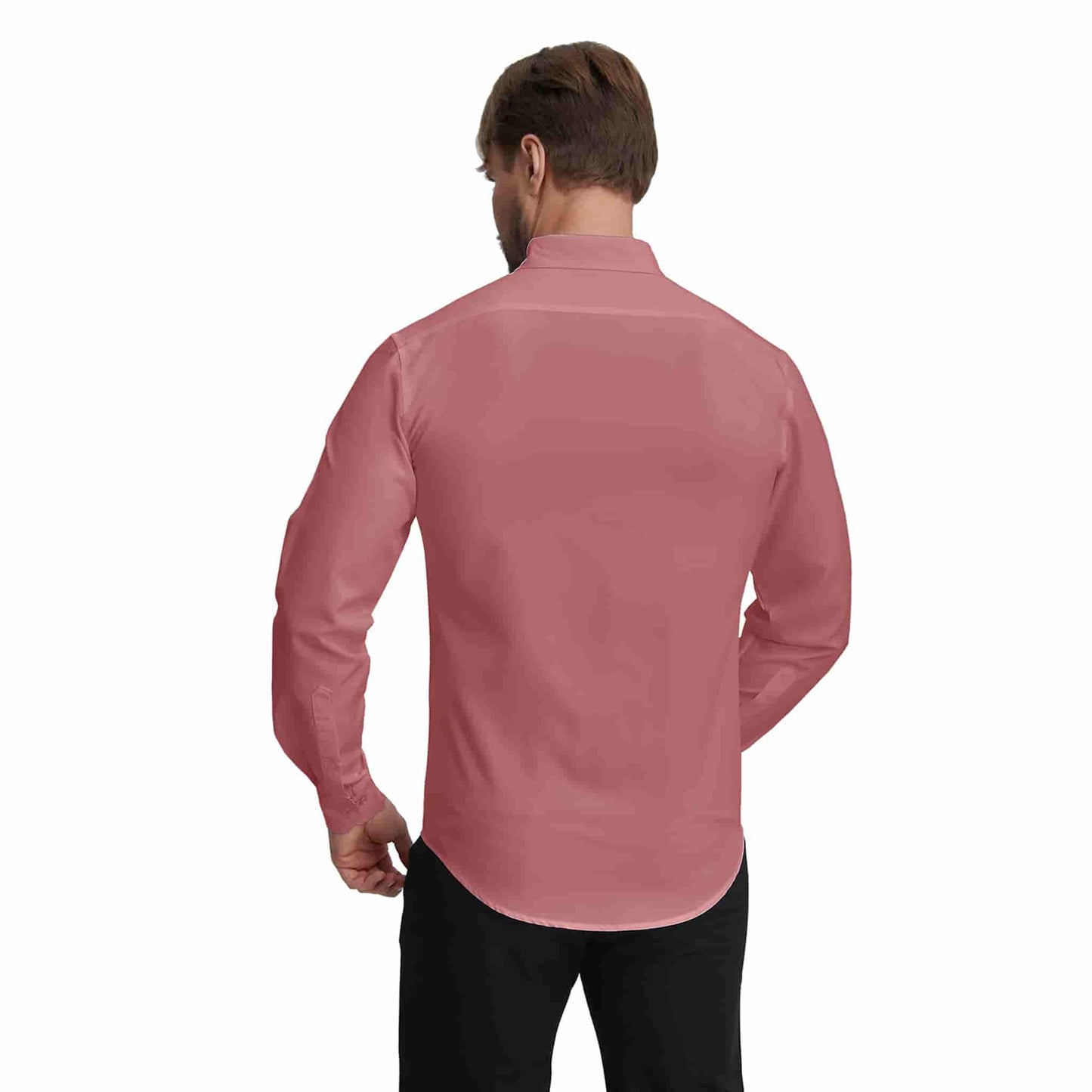 Men's Long Sleeve Dress Shirts Slim Fit Inner Contrast Business Casual Button Down Tan Shirt