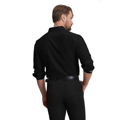 Men's Long Sleeve Dress Shirts Slim Fit Inner Contrast Business Casual Button Down Black Shirt