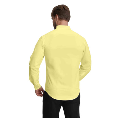 Men's Long Sleeve Dress Shirts Slim Fit Inner Contrast Business Casual Button Down Yellow Shirt
