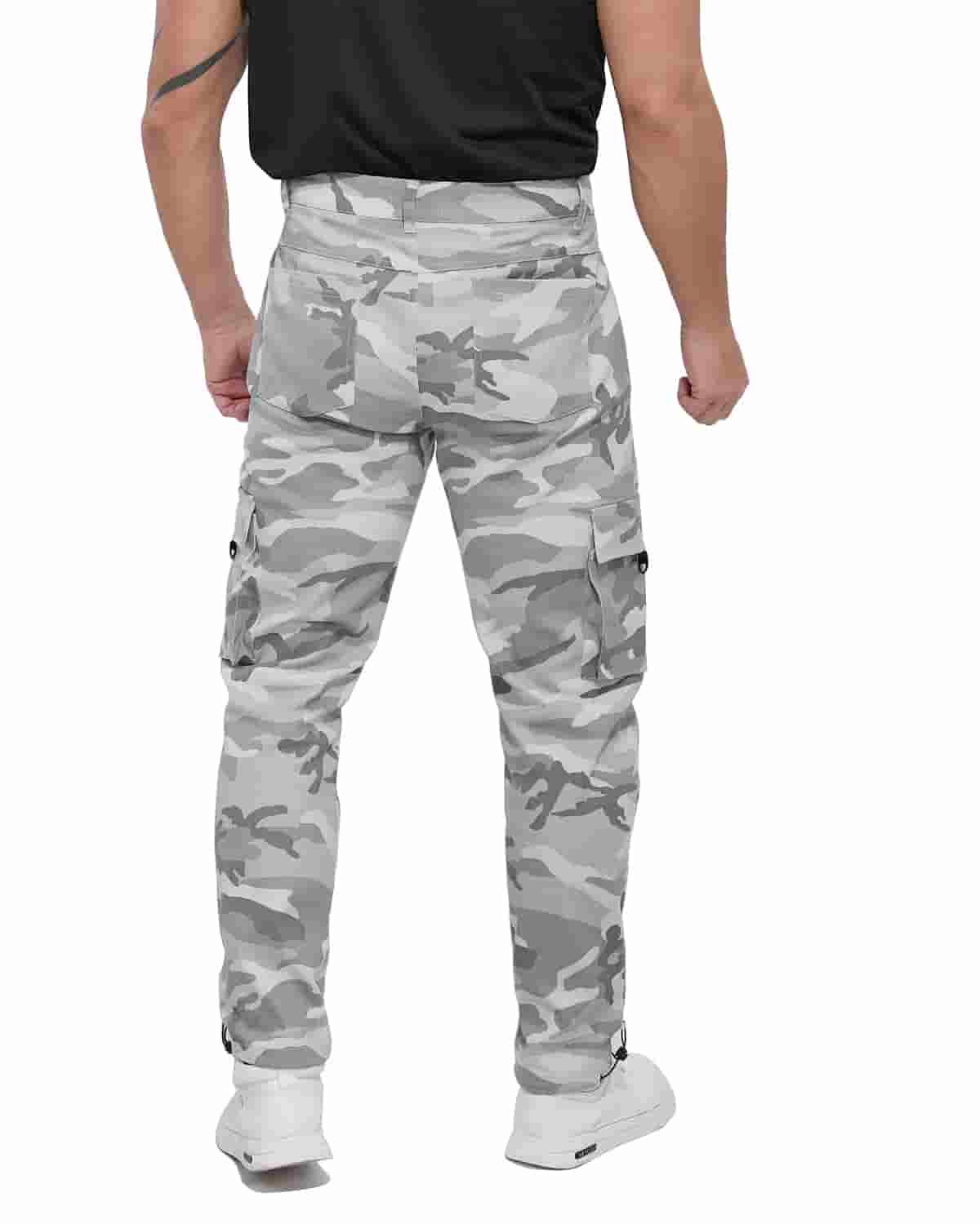 ALLELMS Mens Straight-Fit Stretch Black Cargo Pant with Multi Pockets