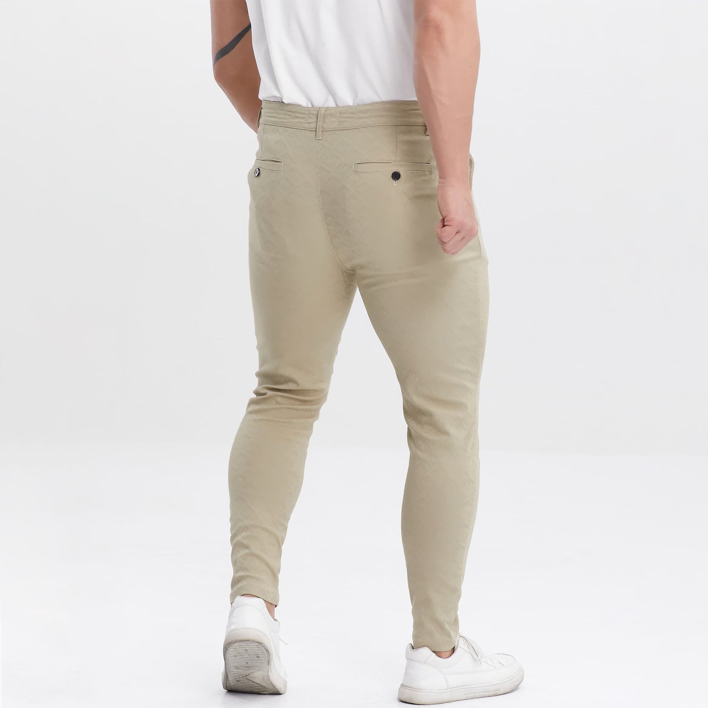 khaki slim fit men trousers pants stretchy