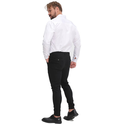 Men's Slim Fit Stretch Black Chinos - Business Casual Pants