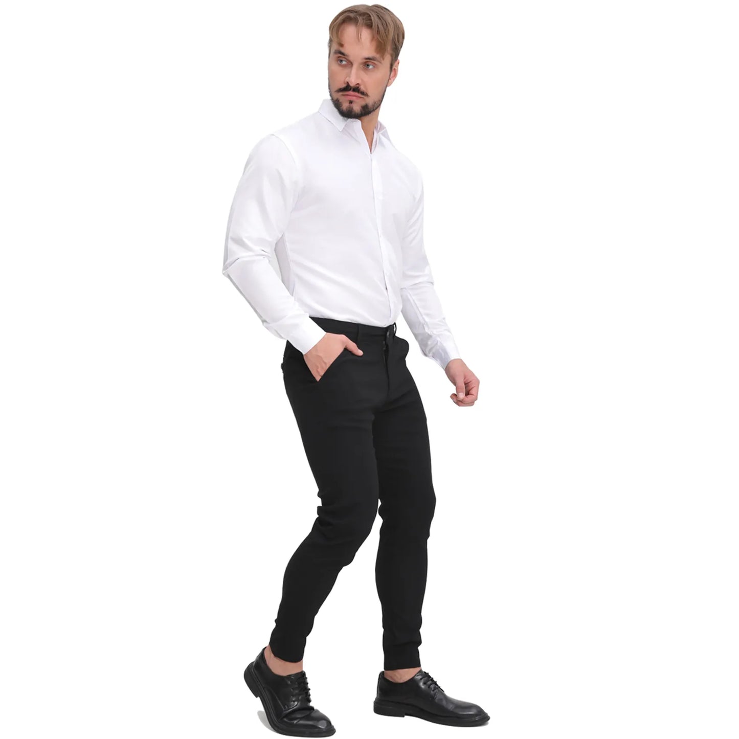 Men's Slim Fit Stretch Black Chinos - Business Casual Pants