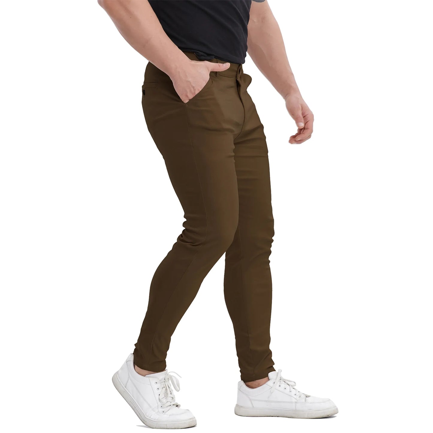 Men's Slim Fit Stretch Chinos - Brown Business Casual Pants