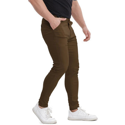 Men's Slim Fit Stretch Chinos - Brown Business Casual Pants