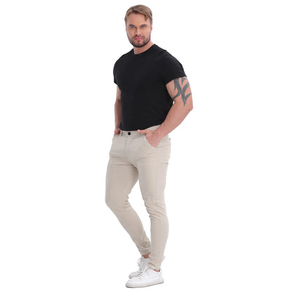 Men's champagne plaid chinos detail