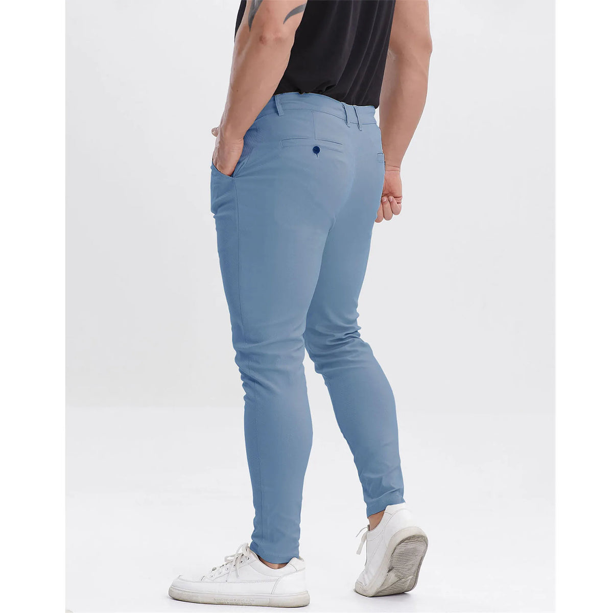 Men's Slim Fit Stretch Chinos - Light Blue Business Casual Pants