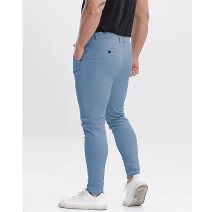 Men's Slim Fit Stretch Chinos - Light Blue Business Casual Pants