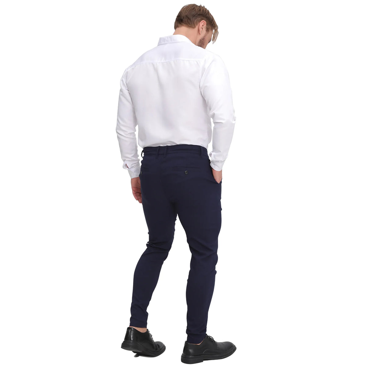 Men's Slim Fit Stretch Chinos - Navy Blue Business Casual Pants