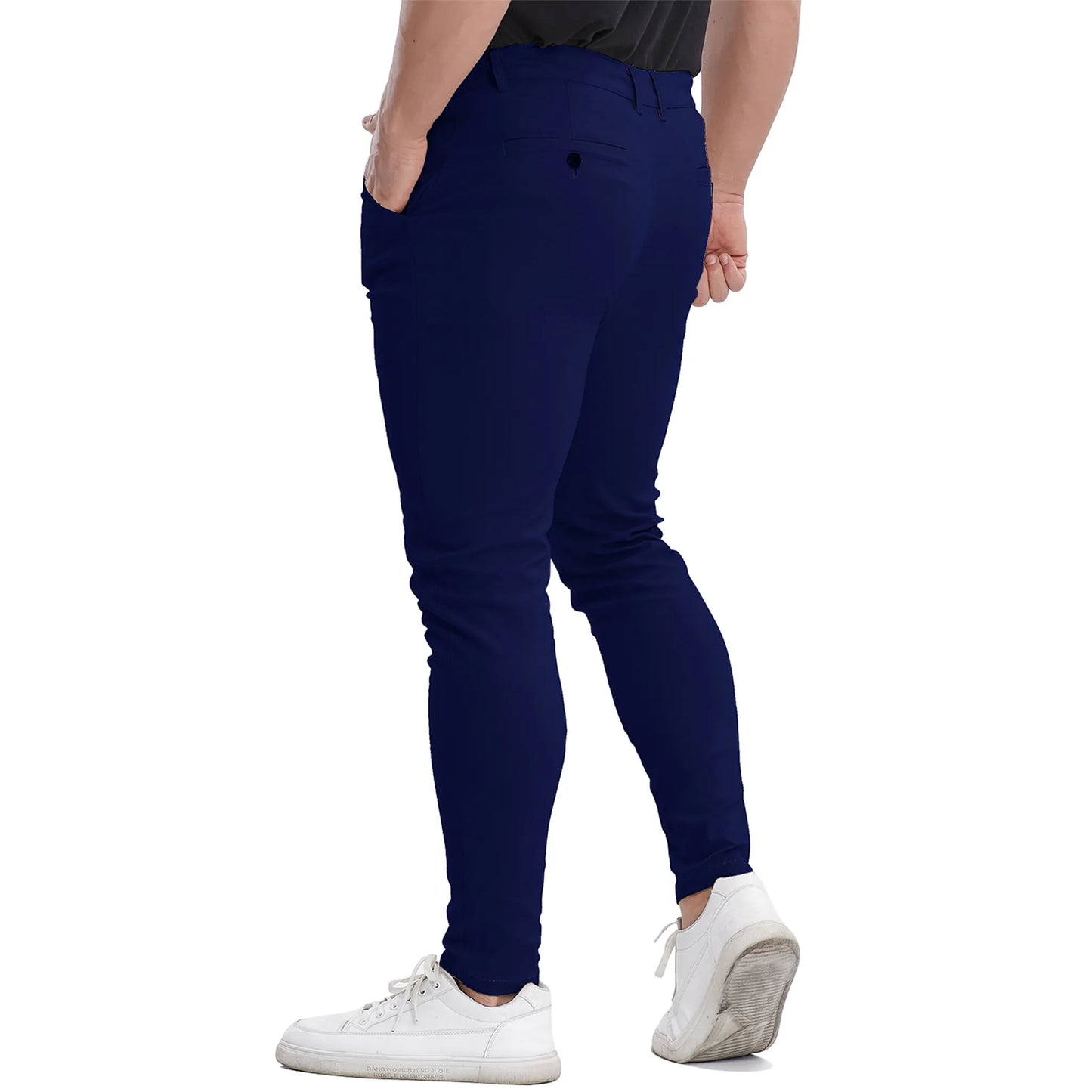 Men's Slim Fit Stretch Chinos - Navy Blue Business Casual Pants