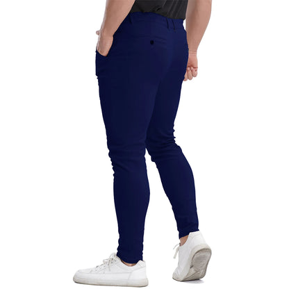 Men's Slim Fit Stretch Chinos - Navy Blue Business Casual Pants