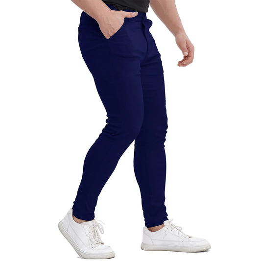Men's Slim Fit Stretch Chinos - Navy Blue Business Casual Pants