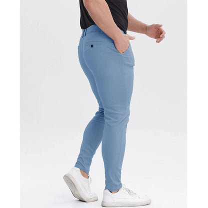Men's Slim Fit Stretch Chinos - Light Blue Business Casual Pants