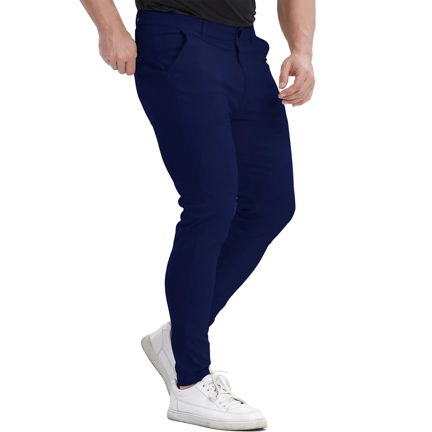 Men's Slim Fit Stretch Chinos - Navy Blue Business Casual Pants